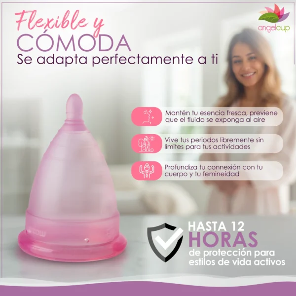Copa Menstrual Angelcup Rosa Flexible Cómoda