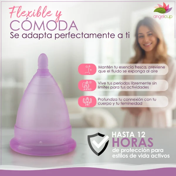 Copa Menstrual Angelcup Lila Flexible Cómoda
