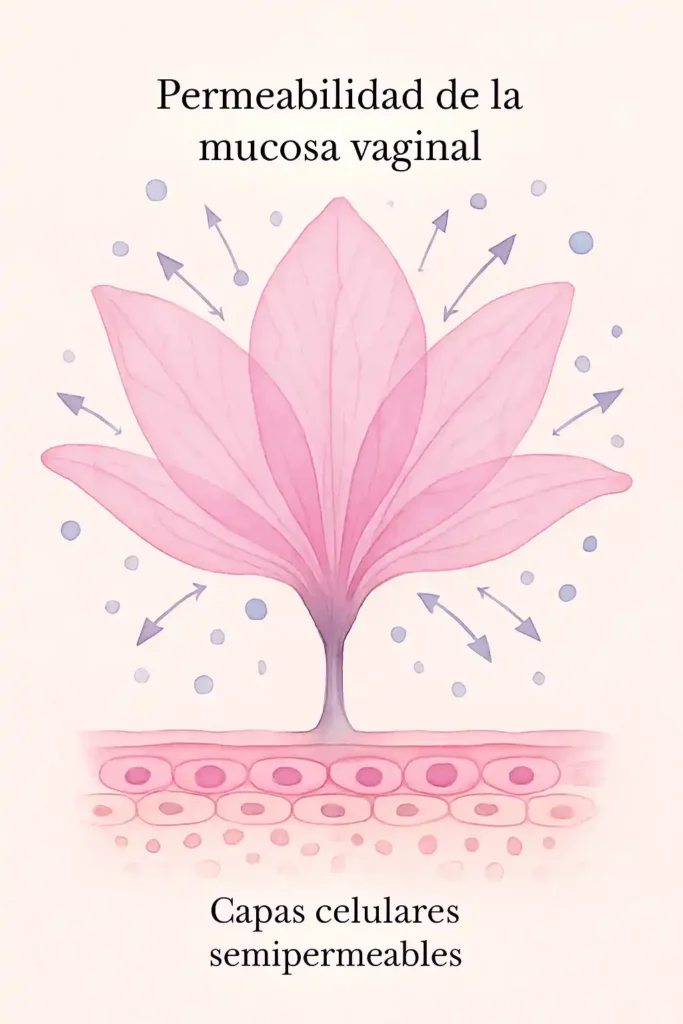 Permeabilidad de la vagina diagrama de la mucosa vaginal y vasos sanguíneos