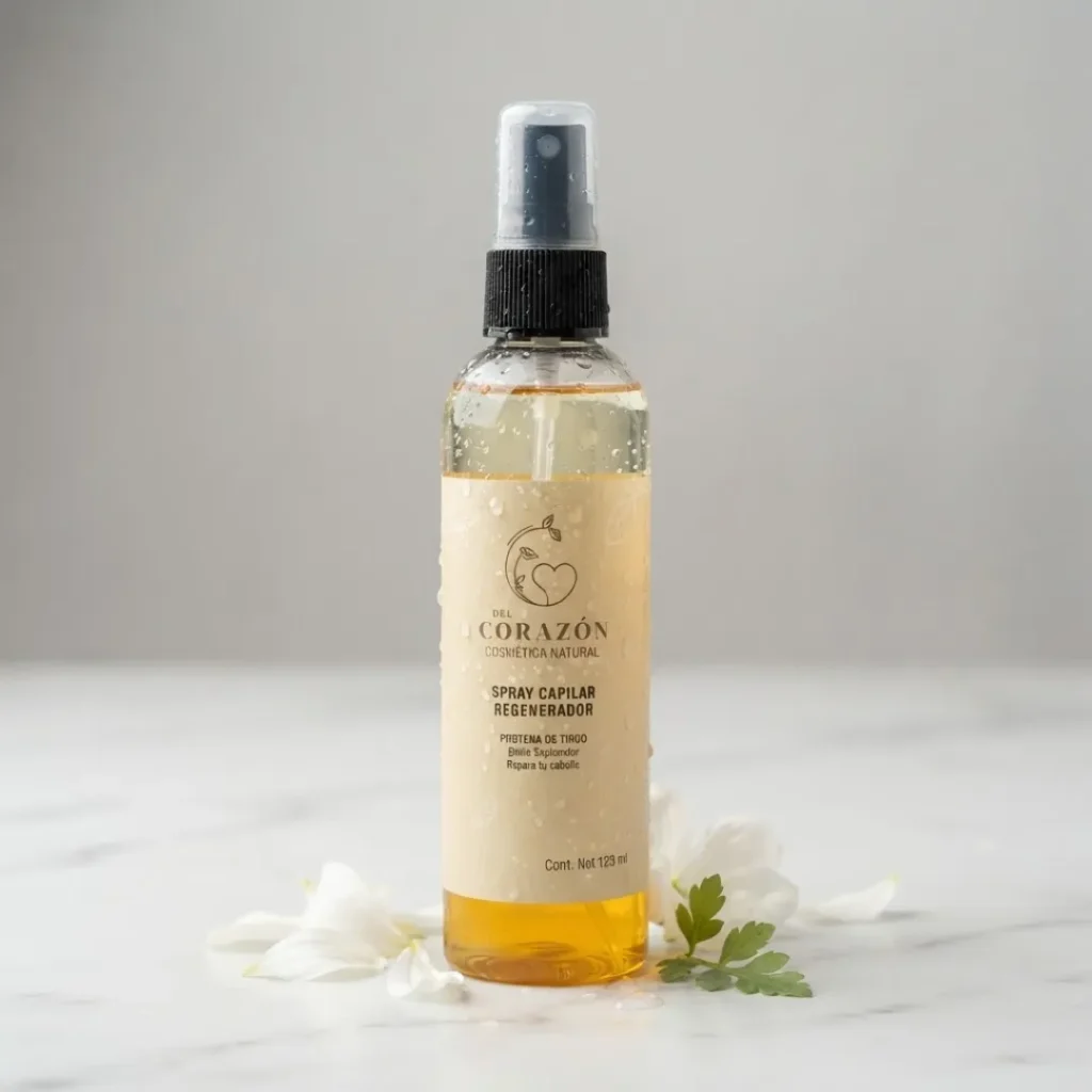 Botella de spray capilar regenerador natural con proteína de trigo Angelcup de 125ml