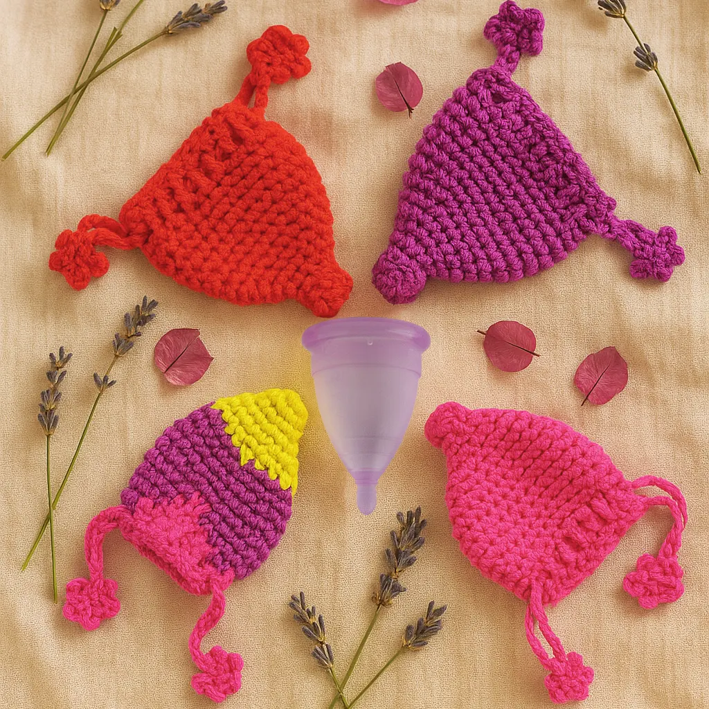 copa menstrual Lila con 4 Bolsita útero colores