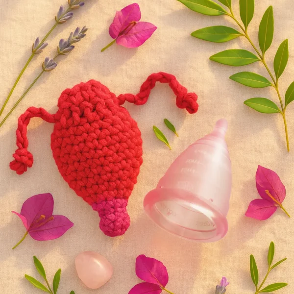 copa menstrual Rosa con Bolsita útero