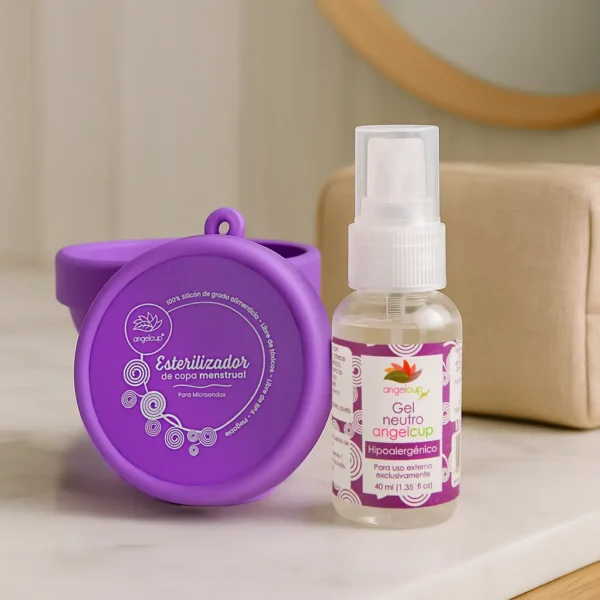 Vaso Esterilizador de copa menstrual y jabón en gel Angelcup