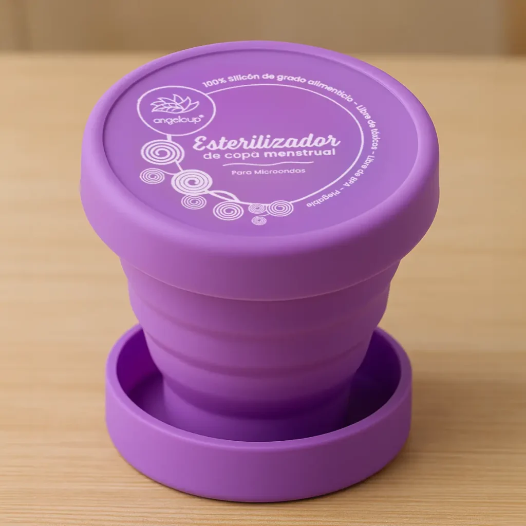 vaso esterilizador de copa menstrual morado
