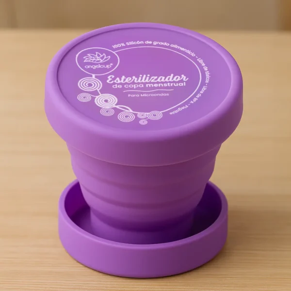 vaso esterilizador de copa menstrual morado