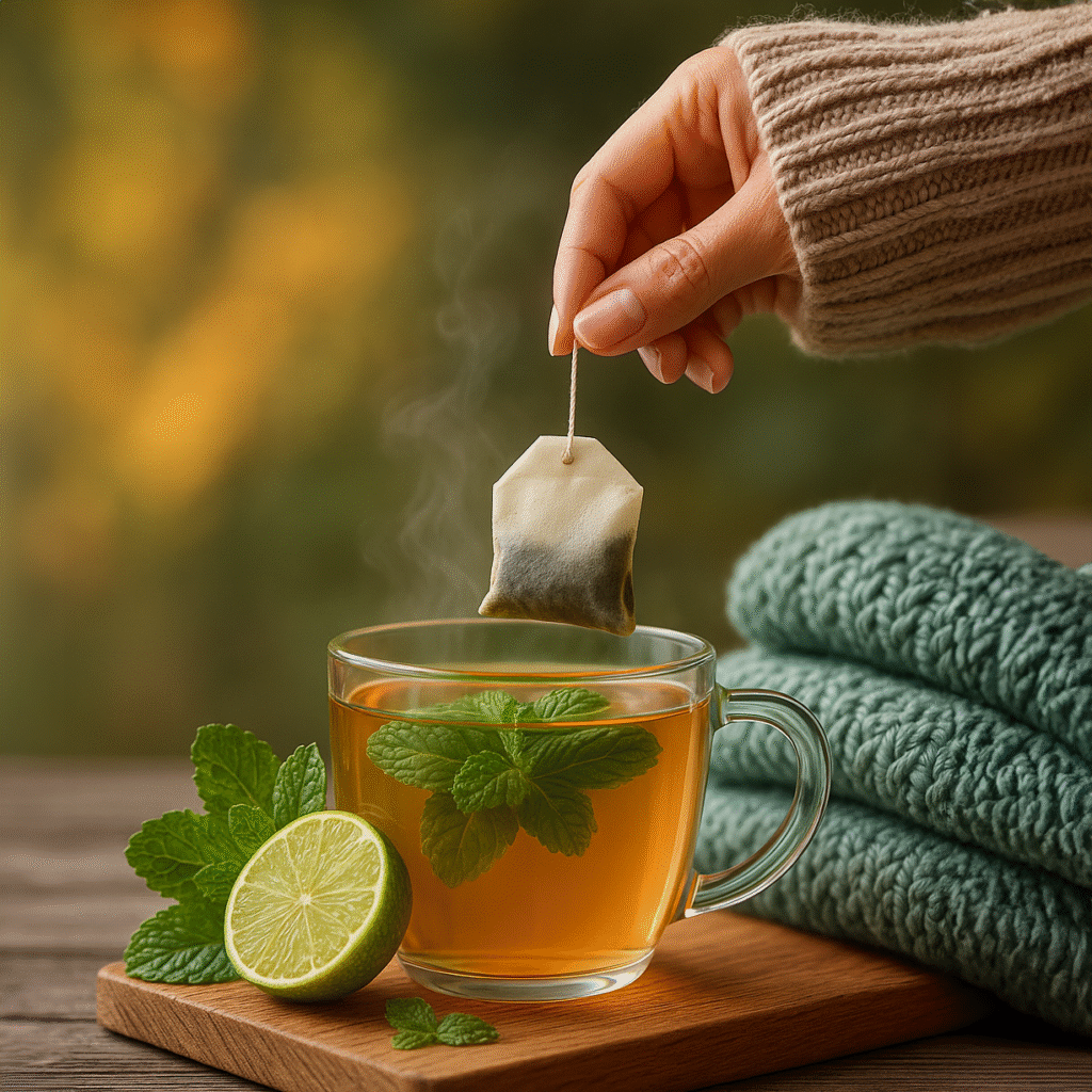 preparando te de hierbabuena para los colicos menstruales