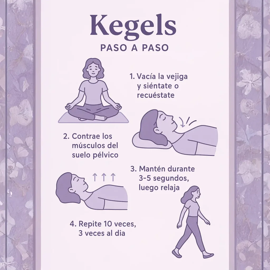 ujer practicando ejercicios para fortalecer el suelo pélvico, una clave fundamental para la salud vaginal y el bienestar general.