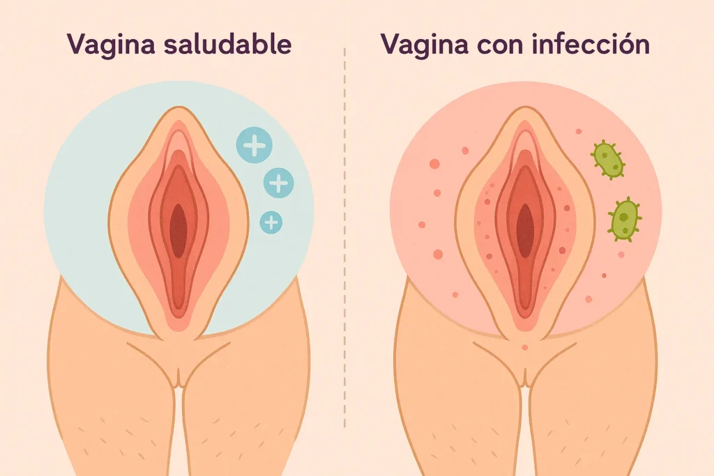 diagrama vagina saludable vs con mal olor