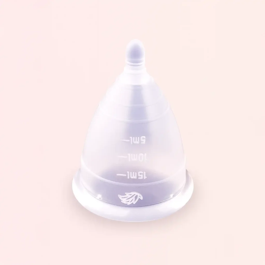 Primer plano de la copa menstrual Angelcup de silicón grado médico, mostrando su flexibilidad y diseño para una menstruación cómoda y segura.