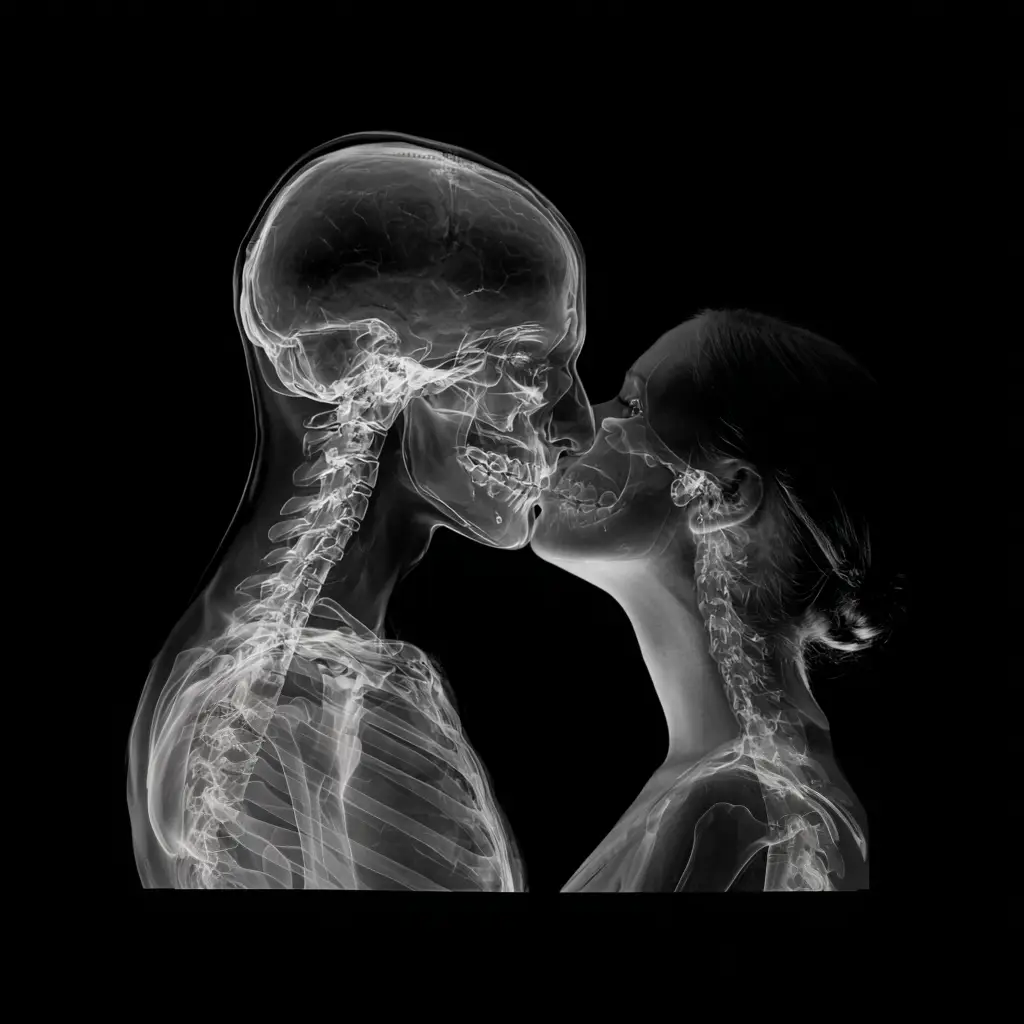 Resonancia magnética de dos personas besándose