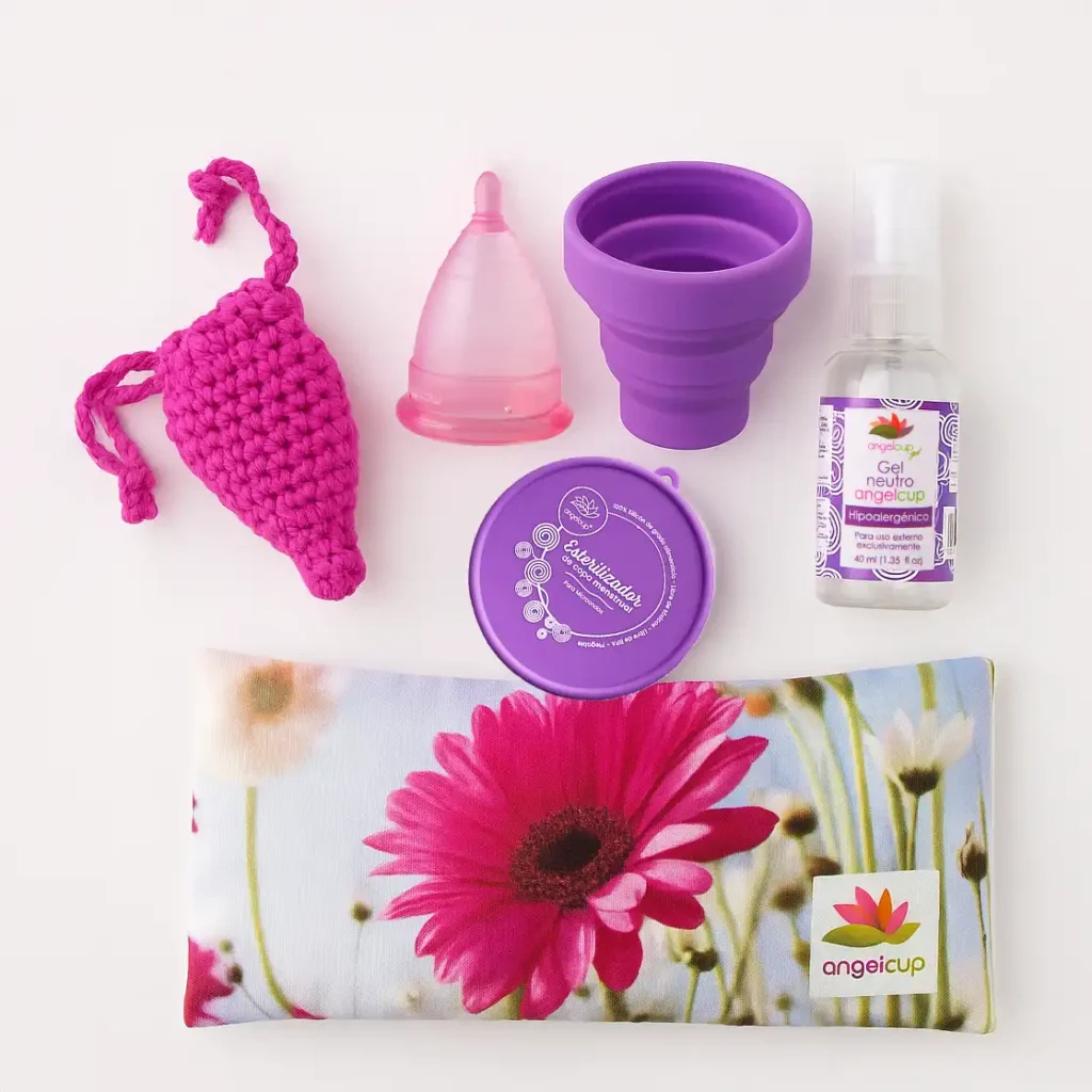 La familia de productos Angelcup, soluciones de bienestar menstrual como regalos sostenibles para ella.