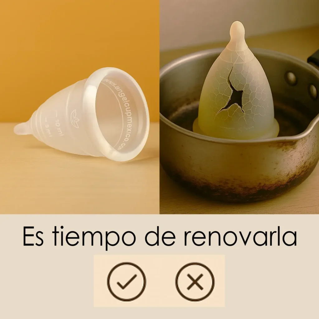 copa menstrual quemada por olvido al hervir