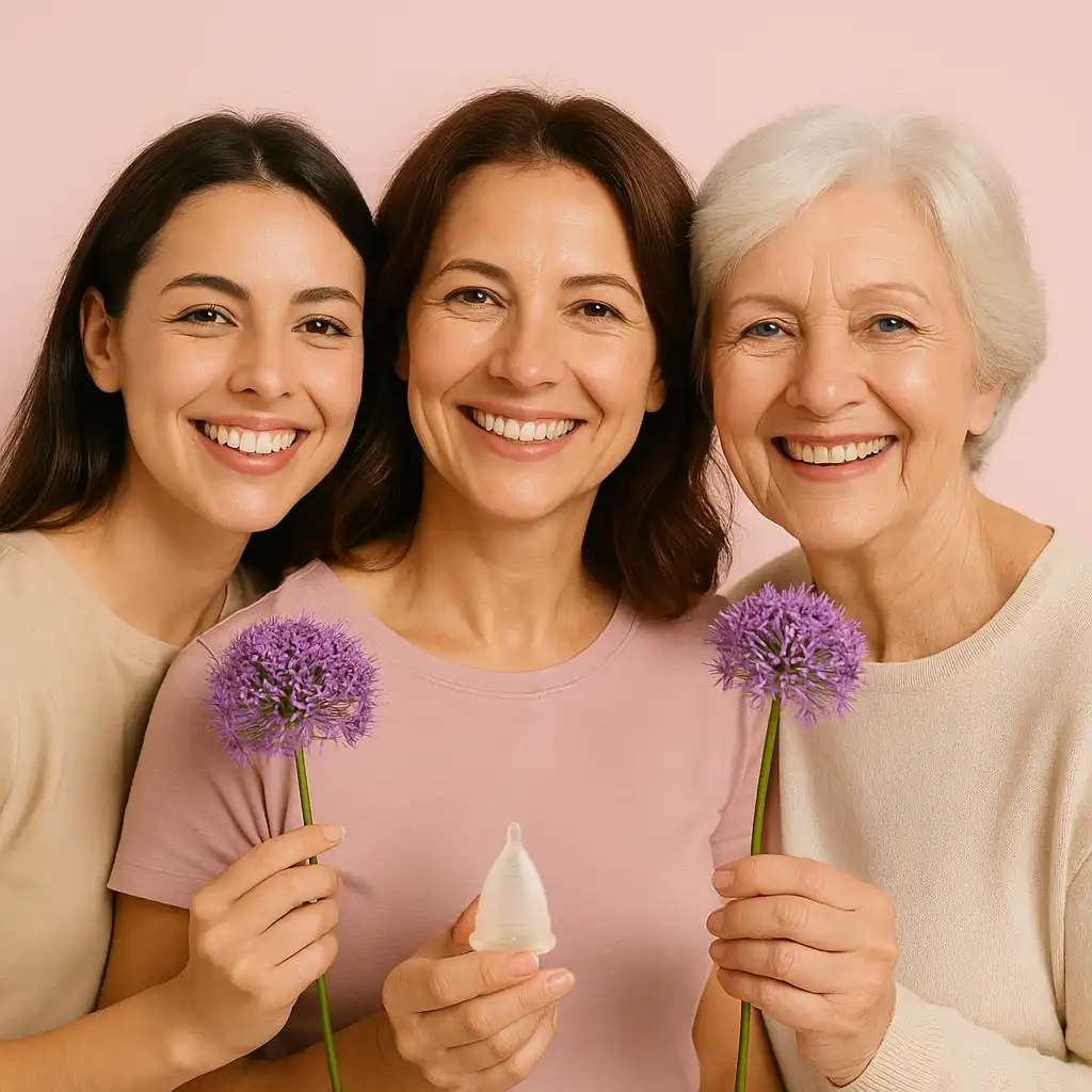 Tres mujeres sonriendo, representando las historias y testimonios reales de la comunidad Angelcup