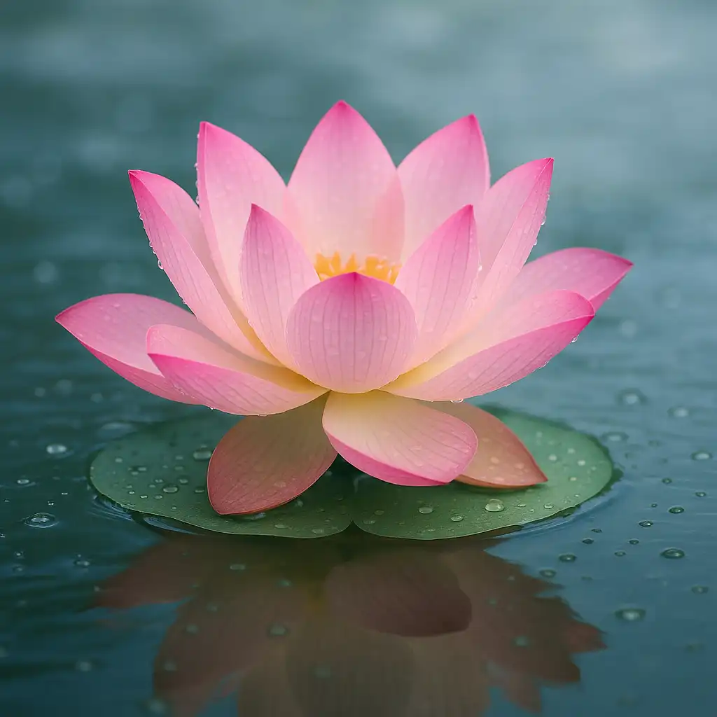 Flor de loto flotando sobre el agua, representando la pureza y el ciclo menstrual natural.