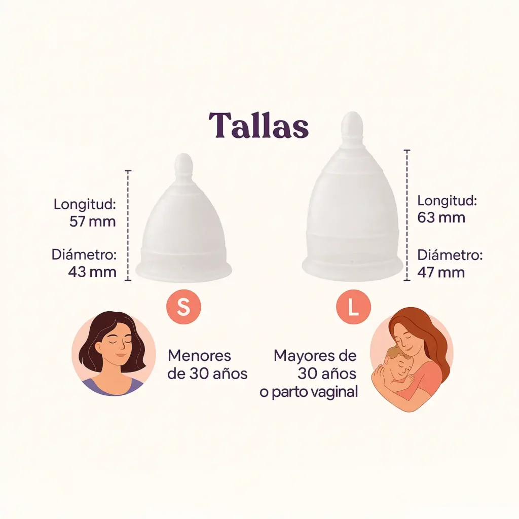 Comparativa visual de las tallas Chica y Grande de la copa Angelcup, ayudando a elegir la opción perfecta para tu cuerpo.