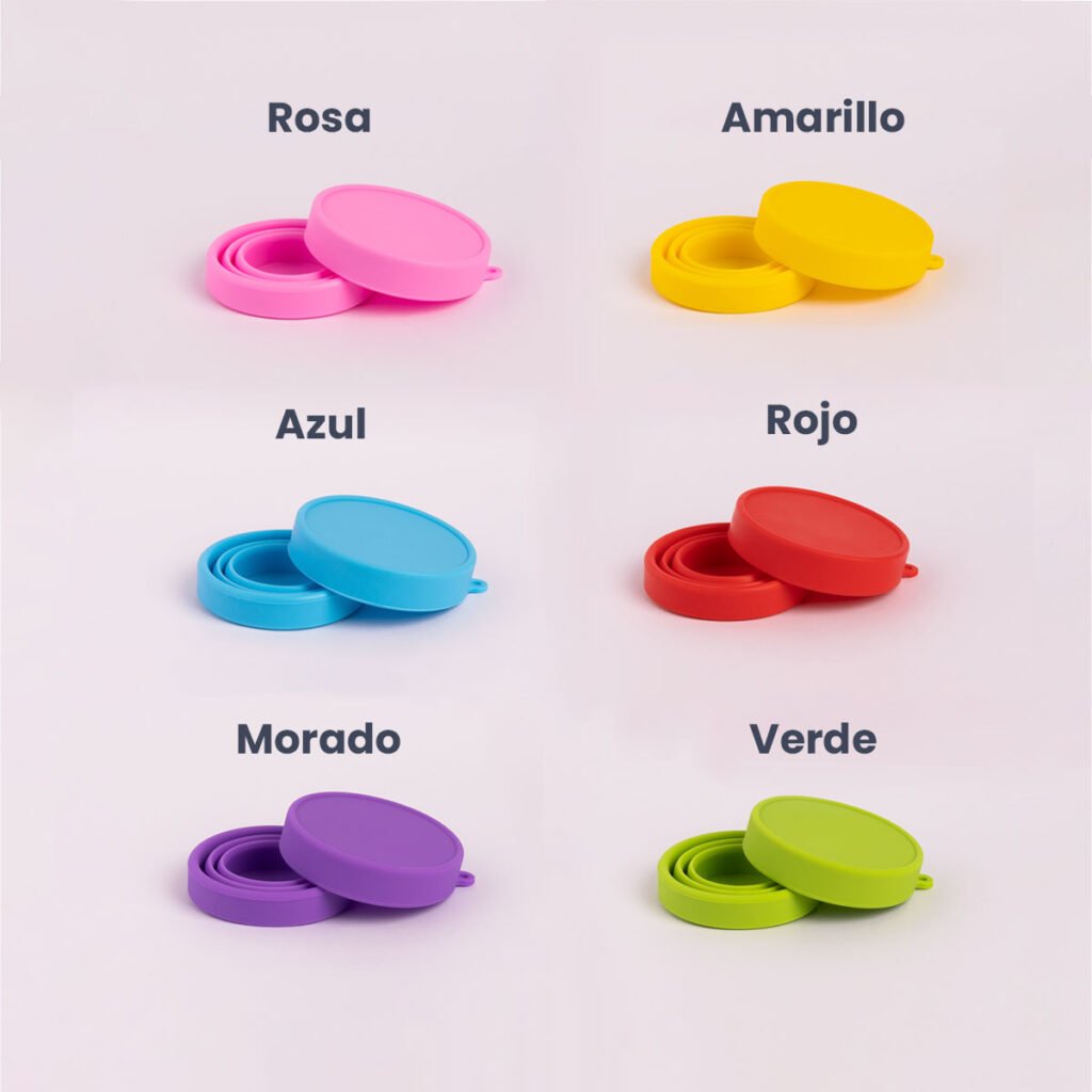 Copa menstrual Angelcup disponible en 6 colores - Rosa, Amarillo, Azul, Rojo, Morado y Verde - Silicón médico certificado