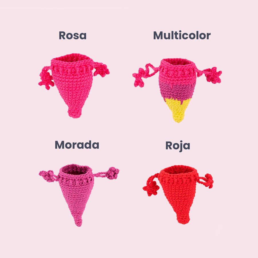 Bolsitas porta copa menstrual Angelcup en forma de útero - Rosa, Multicolor, Morada y Roja - Almacenamiento higiénico
