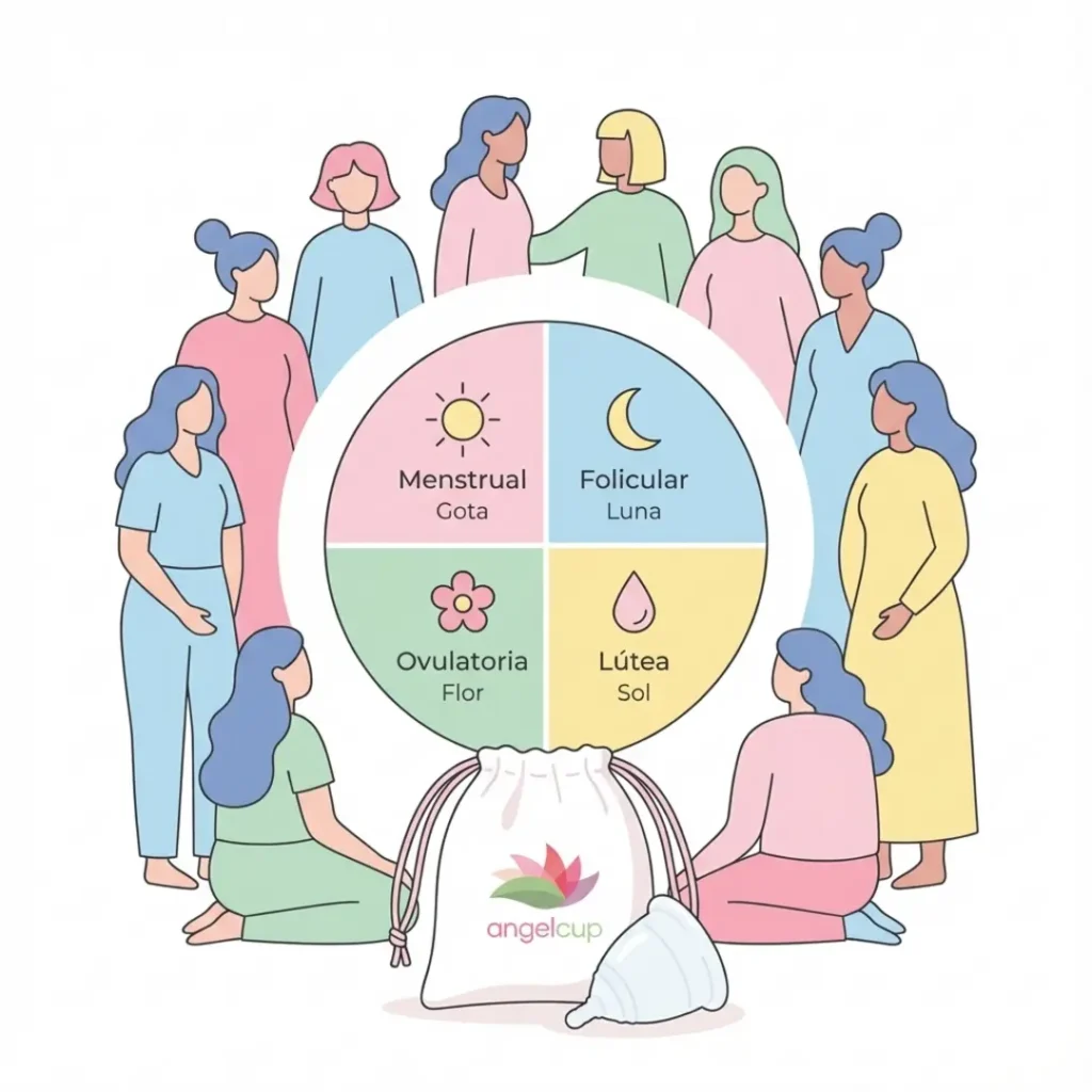 Gráfico ciclo menstrual fase lútea y Folicular Angelcup